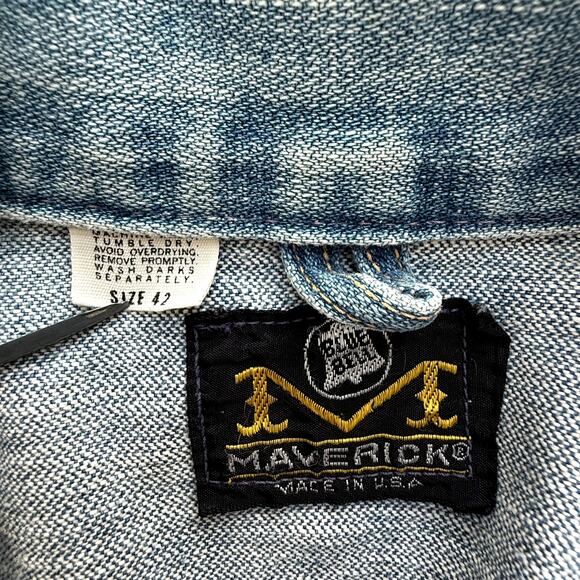 VTG Maverick Blue Bell Jean Jacket Mens 42 Blue Medium Wash Denim 70s 80s - Picture 2 of 8